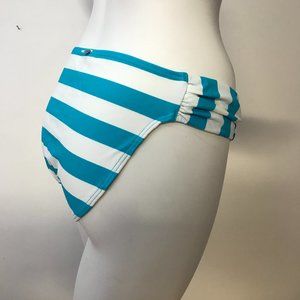 La Vie en Rose swim teal turquoise blue white aqua stripe panties NWT